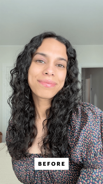 Selfie of Shanna Shipin before applying Briogeo Yuzu Plum Oil Full Miracle Styling Foam